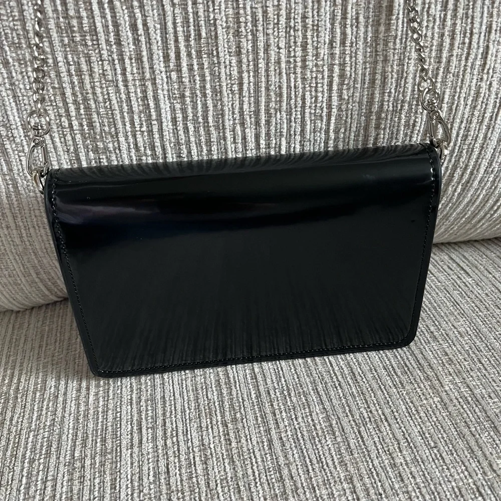 Prada Black Patent Leather Clutch with Chain - Picture 12 of 16
